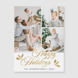 クリスマスフォト3ホリデーグリーティング磁気カード