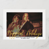 クリスマスフォト – スクリプトで最も幸せな休日 箔シーズンカード (正面)