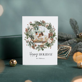 クリスマスフォト&パイングリーンリース |ハッピーホリデー