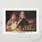 クリスマスフォト – 金ゴールドで最も幸せな休日 箔シーズンカード (正面)