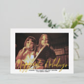 クリスマスフォト – 金ゴールドで最も幸せな休日 箔シーズンカード (立ち正面)