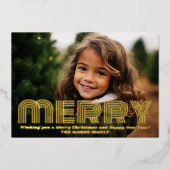 クリスマスフォト – 金ゴールド付き水平メリー 箔シーズンカード (正面)
