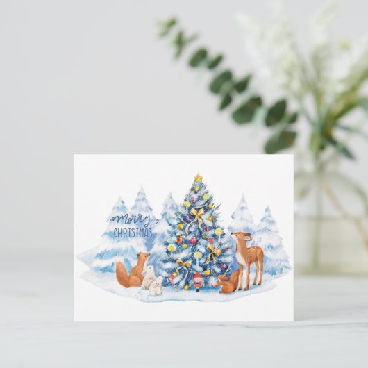 クリスマスフォレストと森林動物 シーズンポストカード (スタンド正面)