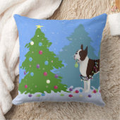 クリスマスフォレストのブラウンボストンテリア クッション (ブランケット)
