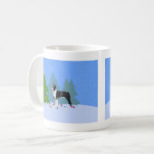 クリスマスフォレストのブラックボストンテリア コーヒーマグカップ (正面左)