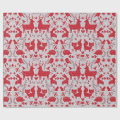 クリスマスフォレストの動物 ラッピングペーパー (フラット)