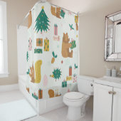 クリスマスフォレストの動物：ヴィンテージ シャワーカーテン (インサイチュ)