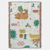 クリスマスフォレストの動物：ヴィンテージ スローブランケット (正面縦)