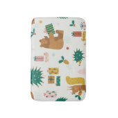 クリスマスフォレストの動物：ヴィンテージ バスマット (正面縦)