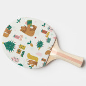 クリスマスフォレストの動物：ヴィンテージ 卓球ラケット (横)
