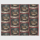 クリスマスフォレストの小妖精や小人とMouse Friend Teaパーティー ラッピングペーパー (フラット)