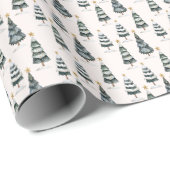 クリスマスフォレストの木のパタモダンーン ラッピングペーパー (ロールコーナー)