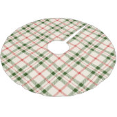 クリスマスフォレストの緑の赤い白い格子状のヴィンテージ ブラッシュドポリエステルツリースカート (アングル)