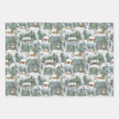 クリスマスフォレストキャビン素朴ズホリデー ラッピングペーパーシート (正面)