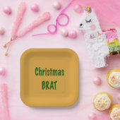 クリスマスフォレストグリーンブラットオン金ゴールド ペーパープレート (パーティー)