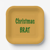 クリスマスフォレストグリーンブラットオン金ゴールド ペーパープレート (正面)