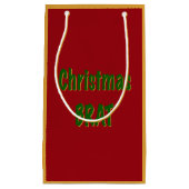 クリスマスフォレストグリーン金ゴールドブラットオンクリムゾンレッド スモールペーパーバッグ (正面)
