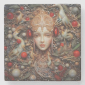 クリスマスフォレストフェアリースペインのティラコッタNo 2 ストーンコースター (正面)