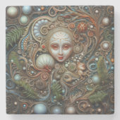 クリスマスフォレストフェアリースペインのテラコタ ストーンコースター (正面)