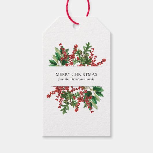 クリスマスフォレストフェスティバルベリーズアコーンエバーグリーン ギフトタグ (正面)