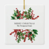 クリスマスフォレストフェスティバルベリーズアコーンエバーグリーン セラミックオーナメント (裏面)