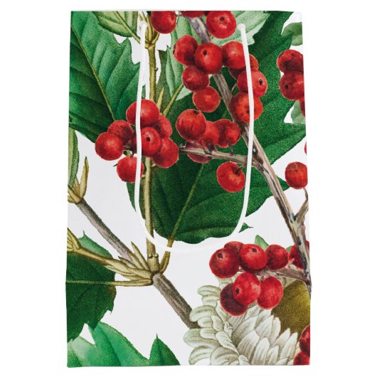 クリスマスフォレストフェスティバルベリーズアコーンエバーグリーン ミディアムペーパーバッグ (裏面)