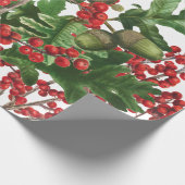クリスマスフォレストフェスティバルベリーズアコーンエバーグリーン ラッピングペーパー (角)