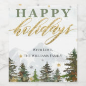 クリスマスフォレストマウンテンズハッピーホリデー ワインラベル (シングルラベル)