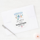 クリスマスフォレスト動物の水の色のキッチン ラウンドシール (封筒)