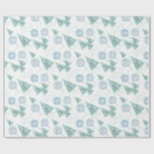 クリスマスフォレスト、クリスマスツリー、木、雪 ラッピングペーパー (フラット)