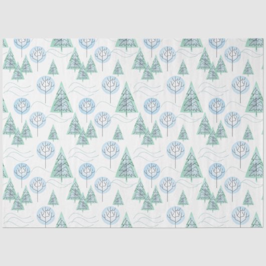 クリスマスフォレスト、クリスマスツリー、木、雪 薄葉紙 (正面)