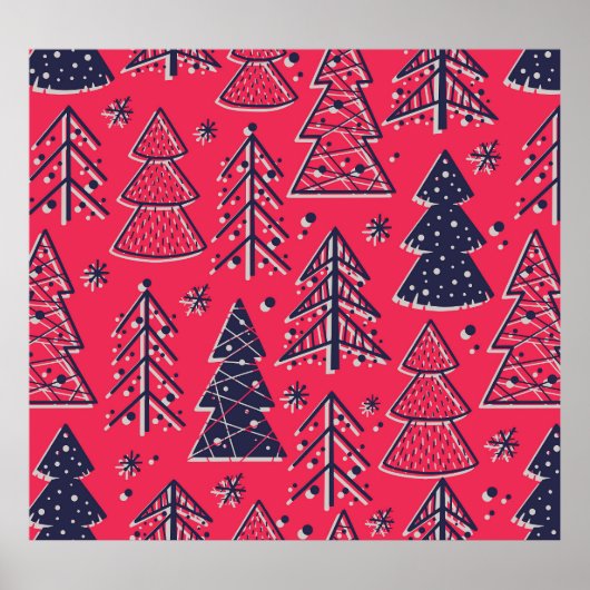 クリスマスフォレスト：冬のシルエット壁紙。 ポスター (正面)