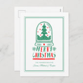 クリスマスフォークアートスノーグローブ シーズンポストカード (正面/裏面)