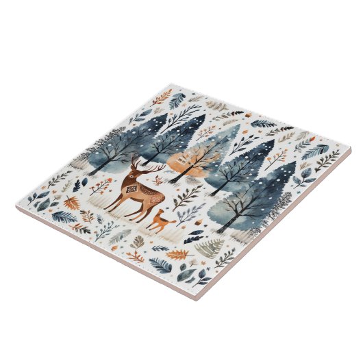 クリスマスフォークアートディアー タイル (側面)