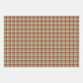 クリスマスフォークアートプリント – 動物，ホリー，プレイド ラッピングペーパーシート (正面2)