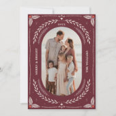 クリスマスフォークアートホリデーフォトカード 招待状 (正面)