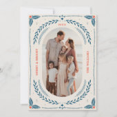 クリスマスフォークアートホリデーフォトカード 招待状 (正面)