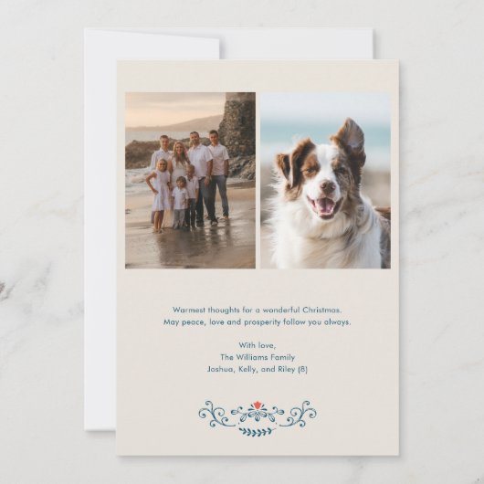 クリスマスフォークアートホリデーフォトカード 招待状 (裏面)