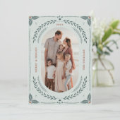 クリスマスフォークアートホリデーフォトカード 招待状 (スタンド正面)