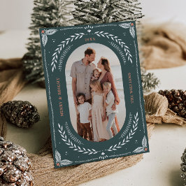 クリスマスフォークアートホリデーフォトカード 招待状