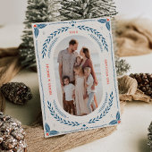 クリスマスフォークアートホリデーフォトカード 招待状