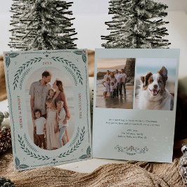 クリスマスフォークアートホリデーフォトカード 招待状