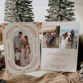 クリスマスフォークアートホリデーフォトカード 招待状