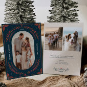 クリスマスフォークアートホリデーフォトカード 招待状