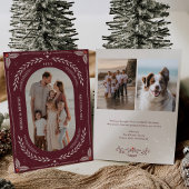 クリスマスフォークアートホリデーフォトカード 招待状