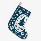 クリスマスフォークアート:スカンジナビアのドードル。 スモールクリスマスストッキング (正面 (吊り時))