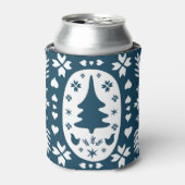 クリスマスフォークアート:スカンジナビアのドードル。 缶クーラー (缶正面)