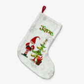 クリスマスフォークウィムジー3Dレタリング パーソナライズされた スモールクリスマスストッキング (正面 (吊り時))