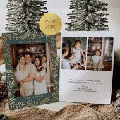 クリスマスフォークフローラフォトグリーン金ゴールド 箔シーズンカード