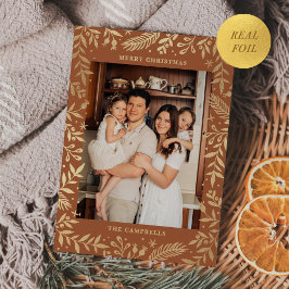 クリスマスフォークフローラフォトテラコッタ金ゴールド 箔シーズンカード